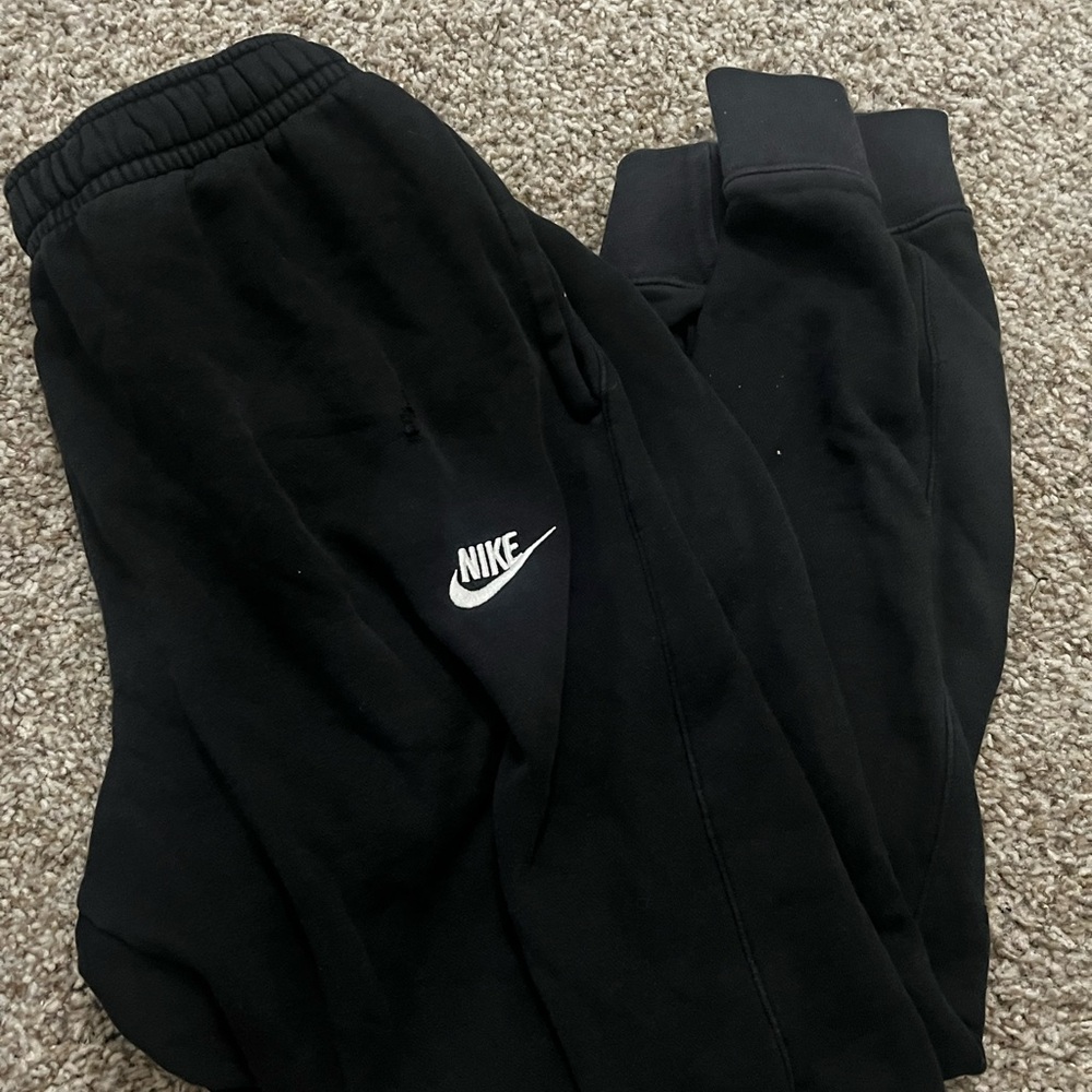 Nike Kids Black Sweatpants with White Logo